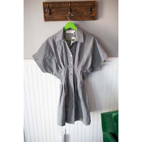 Anthropologie The Tobie Button-Front Pleated Shirt Dress Mini Edition Small - Picture 3 of 5